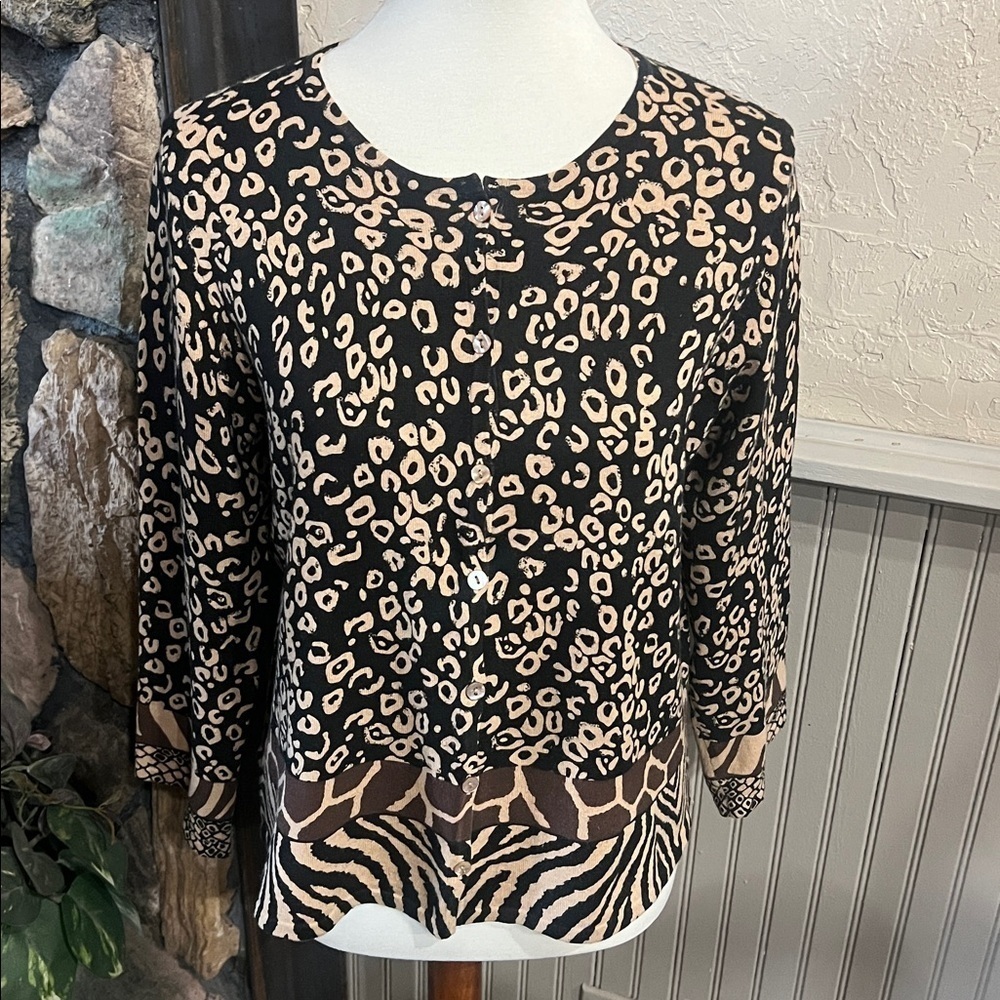 Susan Bristol Animal Print Cardigan
